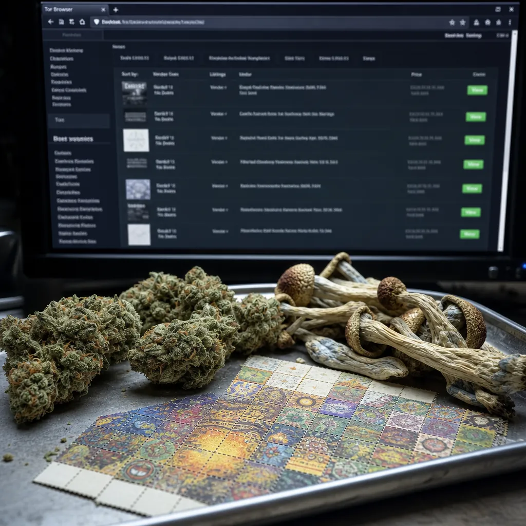 Dark web drug marketplace interface preview